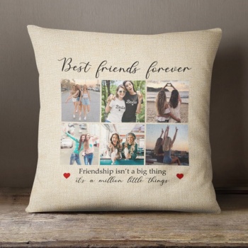 Luxury Personalised Photo Cushion - Inner Pad Included - Friends Forever